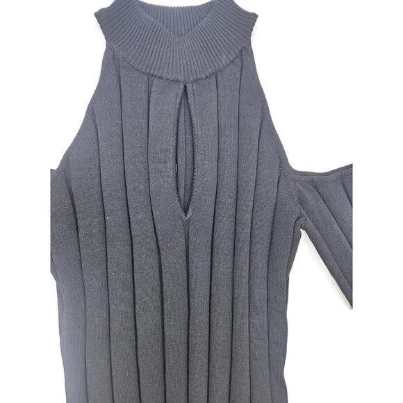 New Jonathan Simkhai Ribbed Bodysuit Women S Black Cold Shoulder Cut Out - Picture 3 of 6